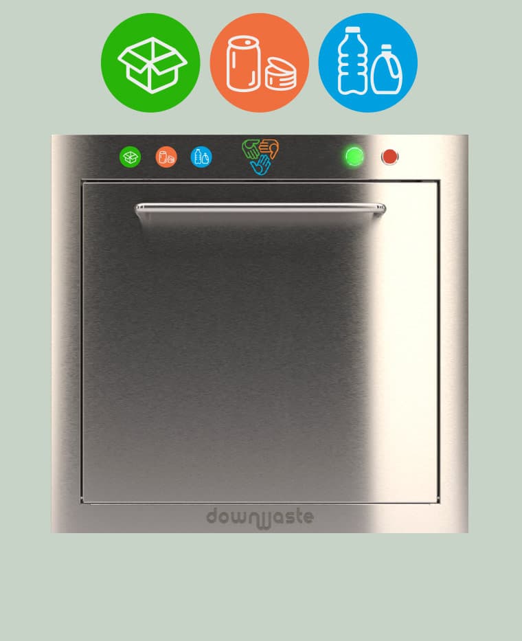 Downwaste recycling chute door — closed