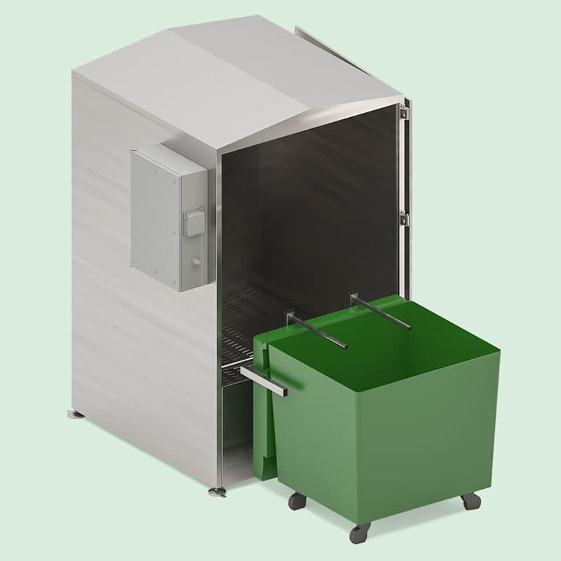 Downwaste automatic trash bin washer unit